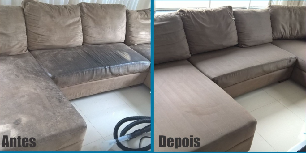 Sofá em L — antes e depois