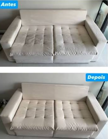 Sofá claro — antes e depois
